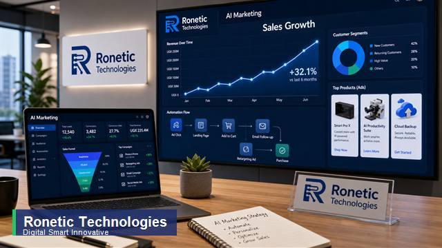 AI marketing dashboard showing sales growth