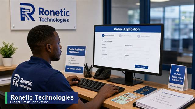 Ronetic Technologies online application assistance at a desktop computer