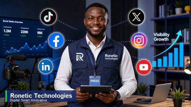 Ronetic Technologies social media management with growth graphs